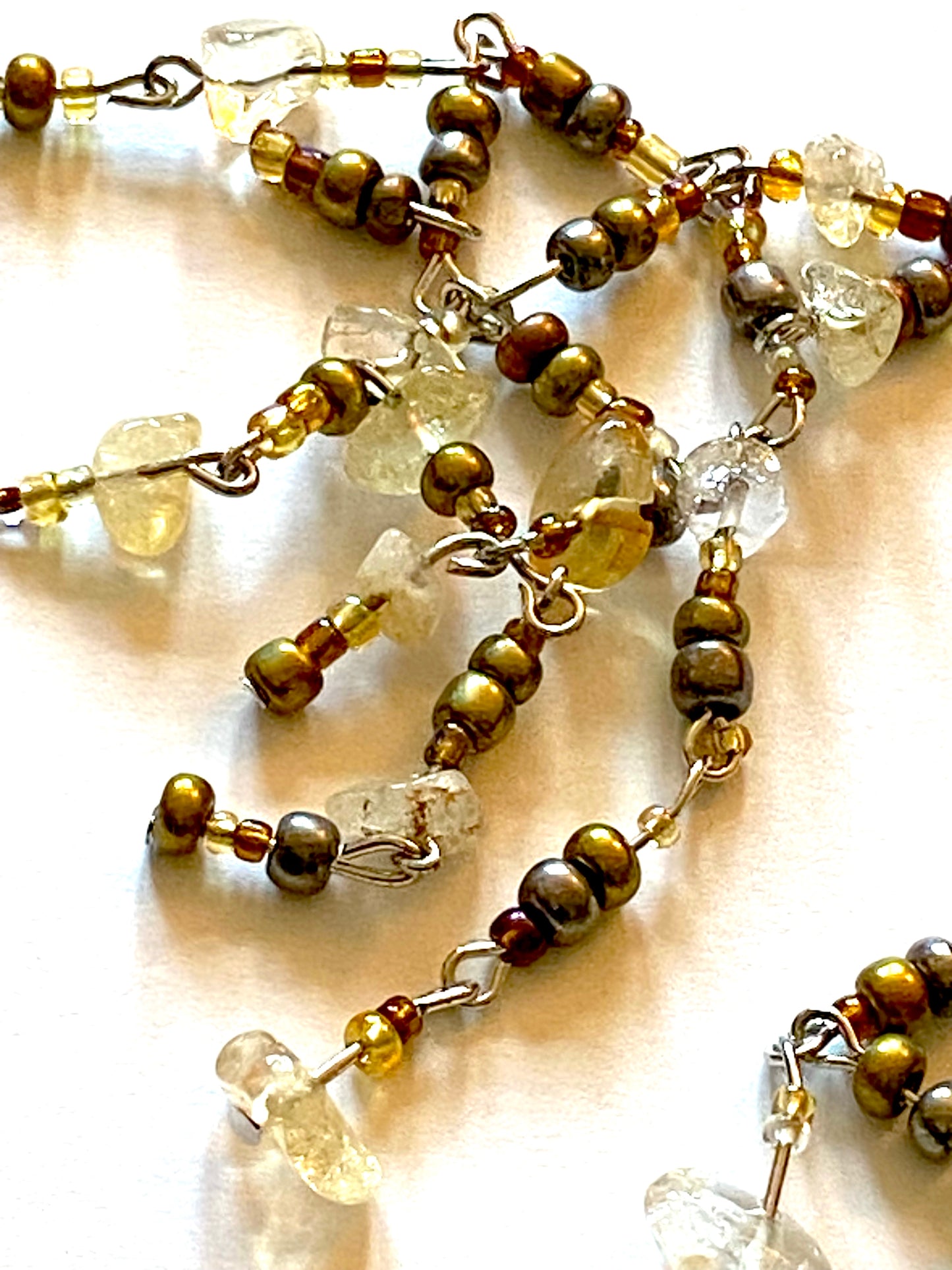 Citrine Bronze Gold Bead Earrings