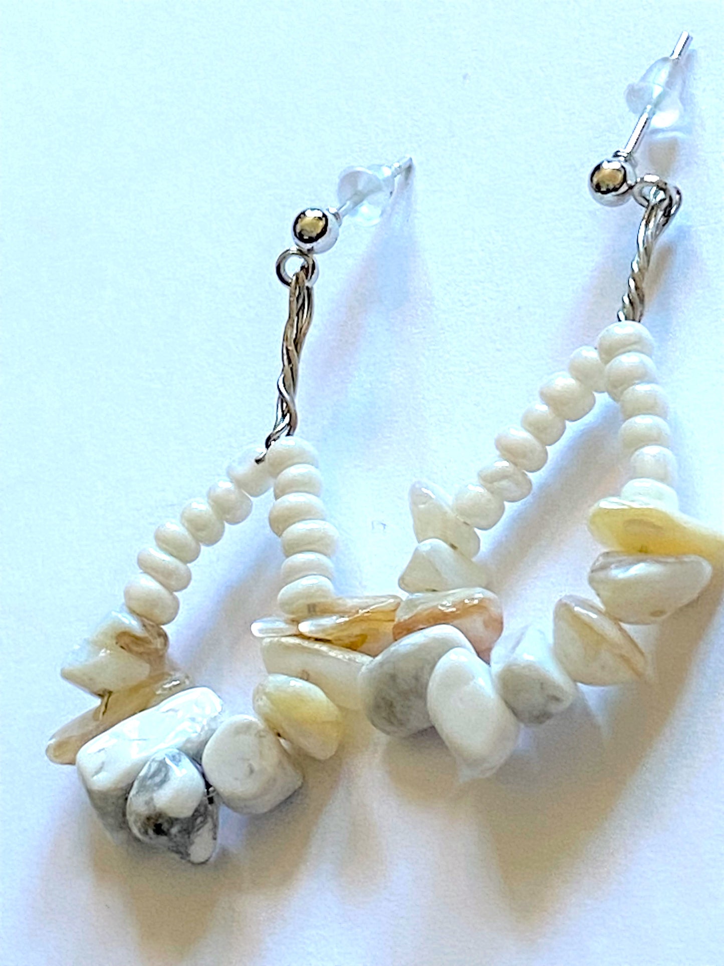 White Coral Howlite Earrings