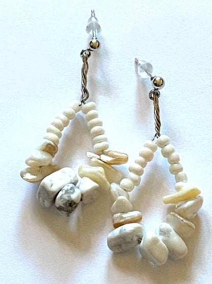 White Coral Howlite Earrings