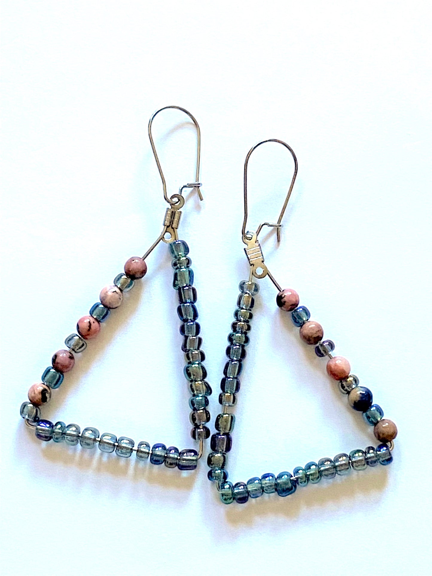 Metallic Blue Black Rhodonite Hoops