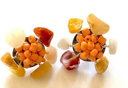 Yellow Aventurine Peach Studs