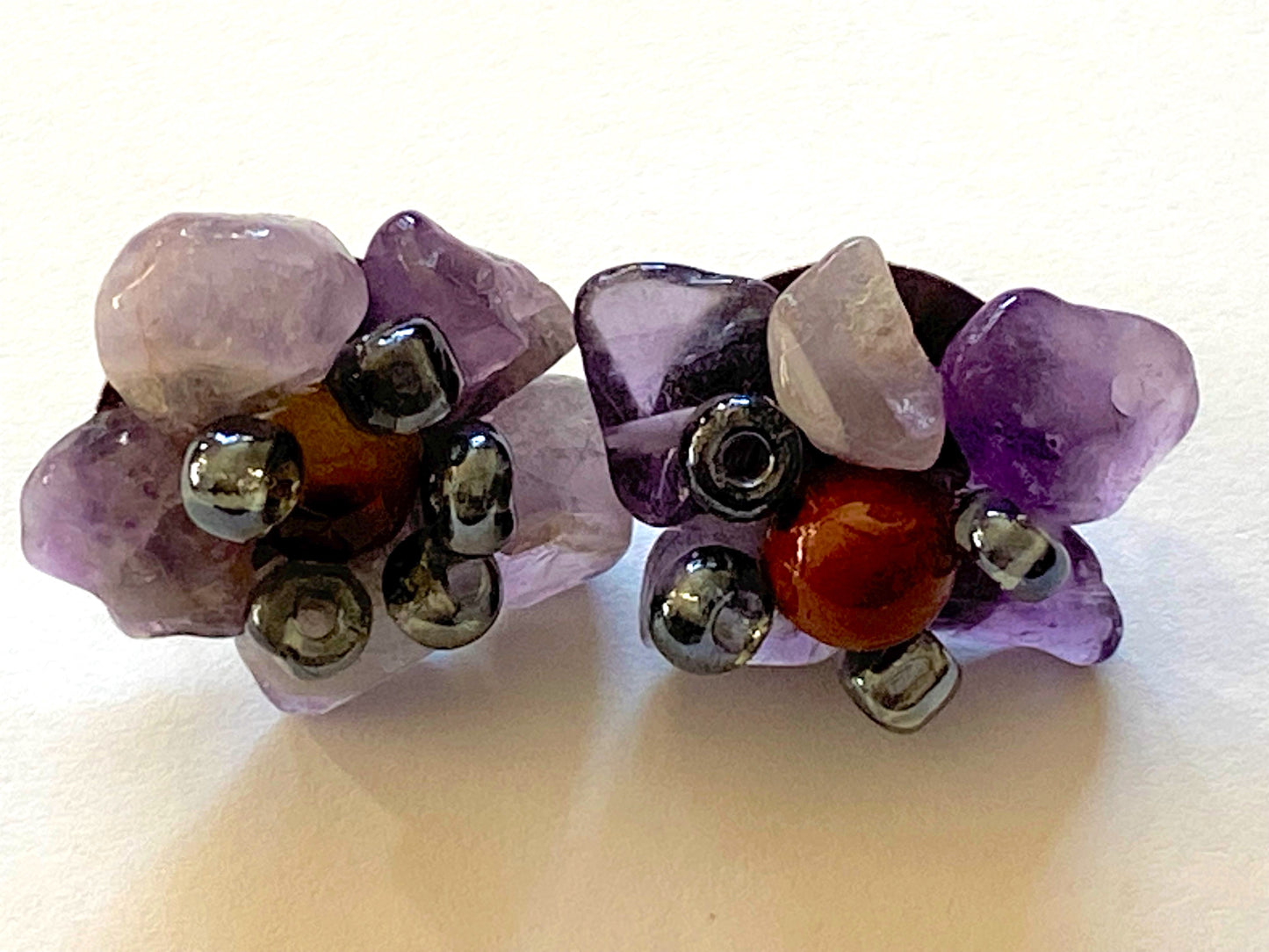 Amethyst Natural Mookait Studs