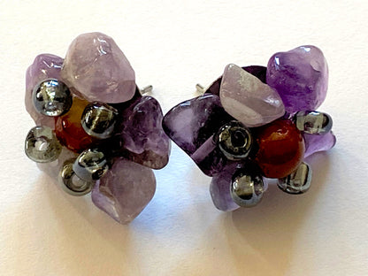 Amethyst Natural Mookait Studs