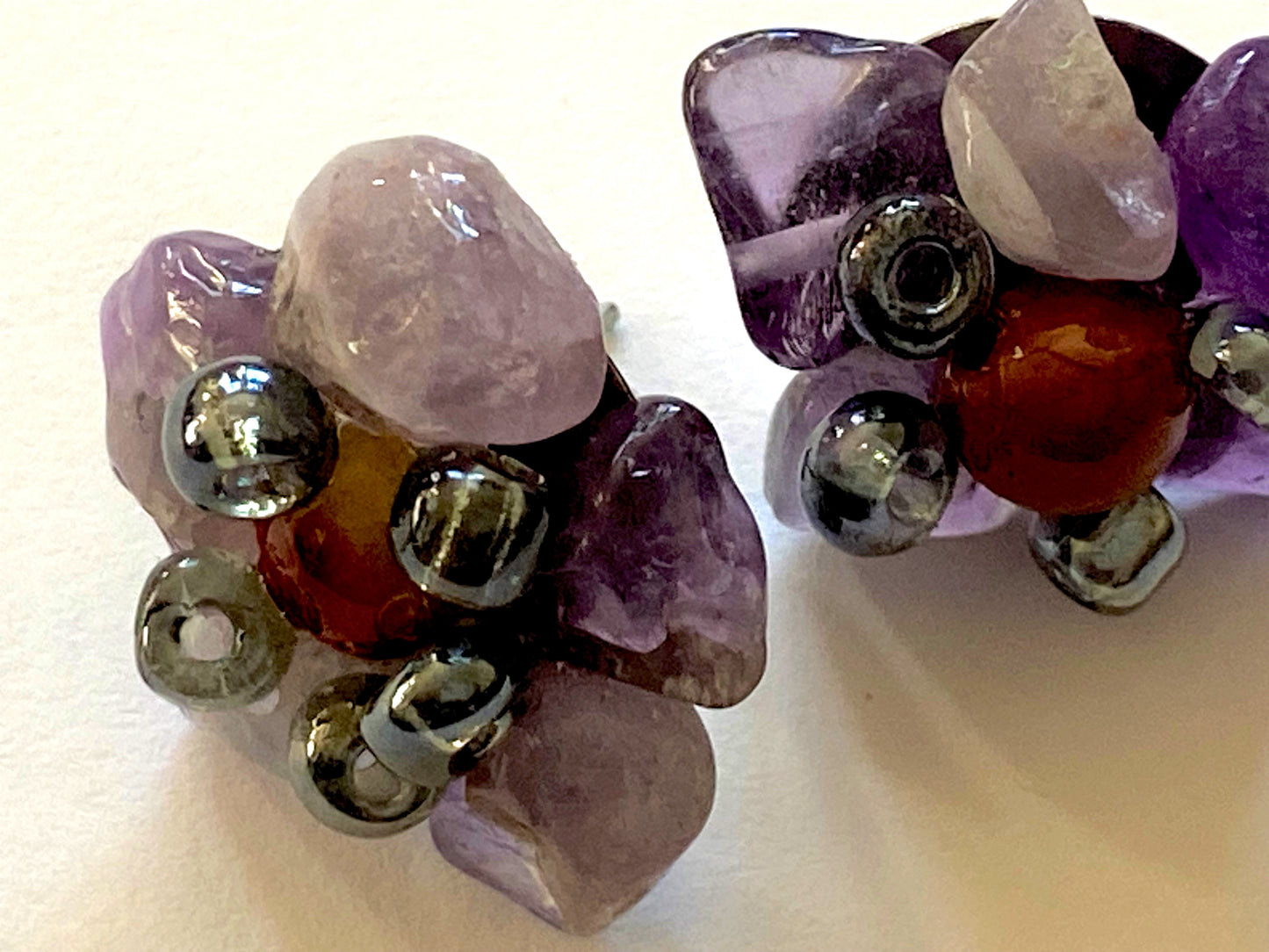 Amethyst Natural Mookait Studs