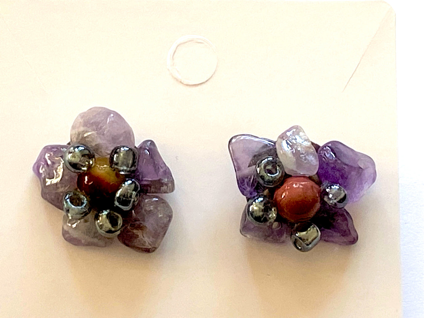 Amethyst Natural Mookait Studs