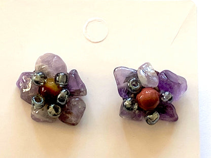 Amethyst Natural Mookait Studs