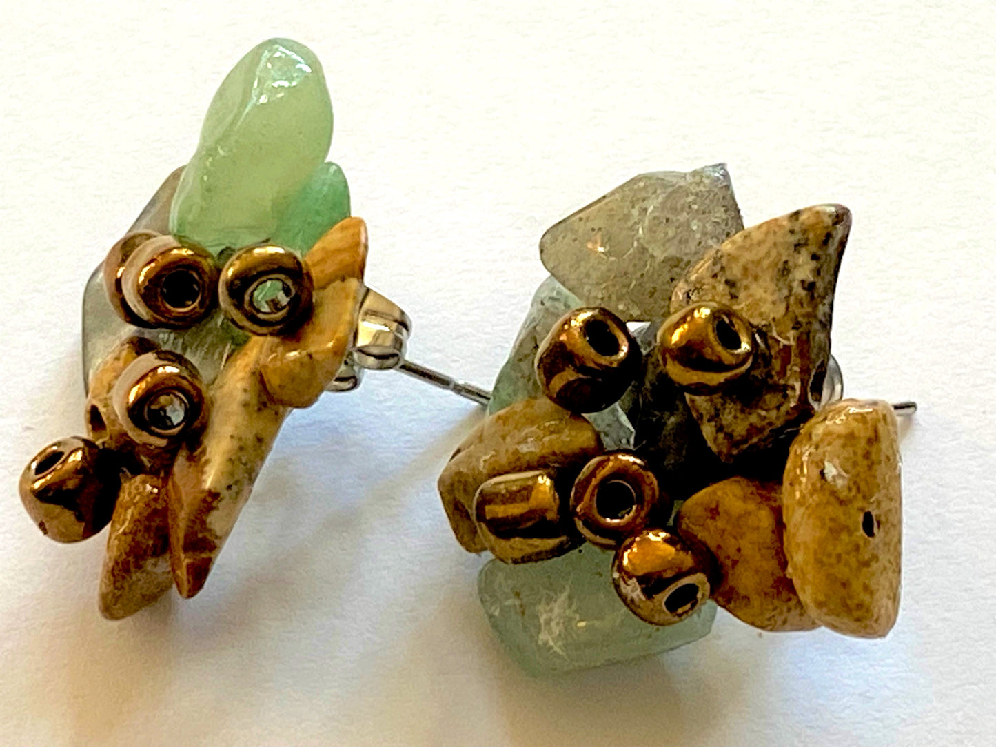 Amazonite Picture Jasper Studs