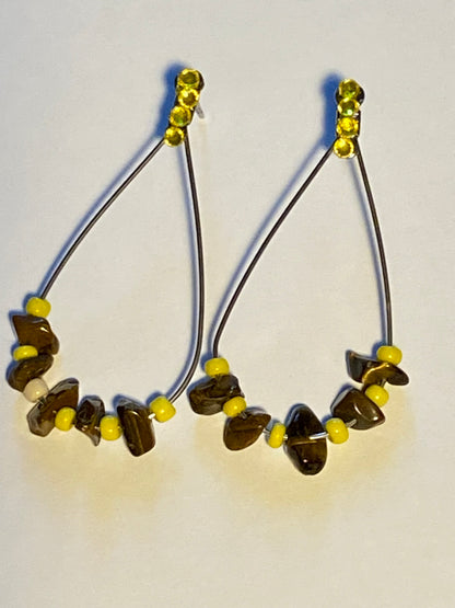 Tiger Eye Yellow Teardrop Earrings