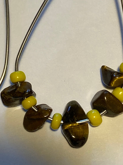 Tiger Eye Yellow Teardrop Earrings