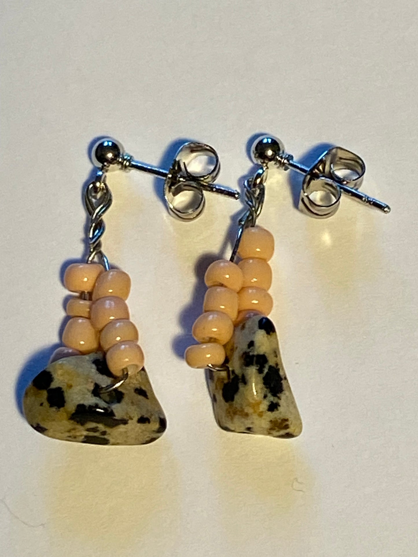 Peach Leopard PointStone Earrings