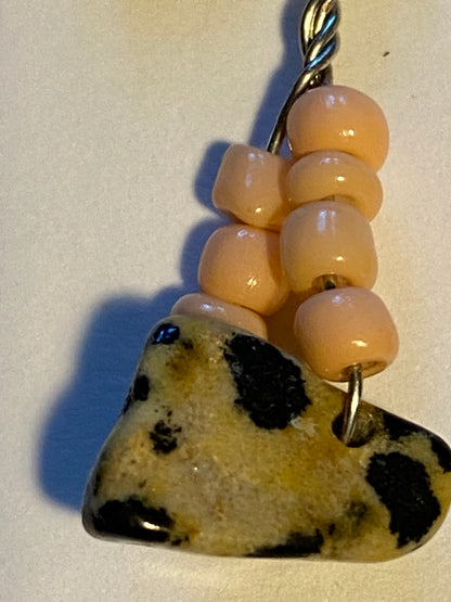 Peach Leopard PointStone Earrings