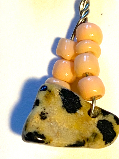 Peach Leopard PointStone Earrings