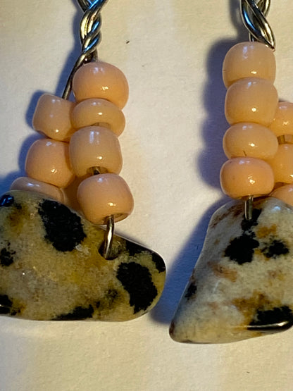 Peach Leopard PointStone Earrings