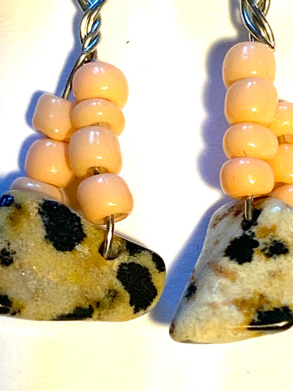 Peach Leopard PointStone Earrings