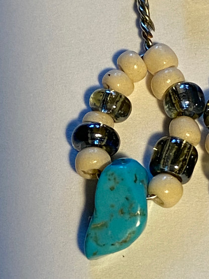 Turquoise Beige Dangle Earrings