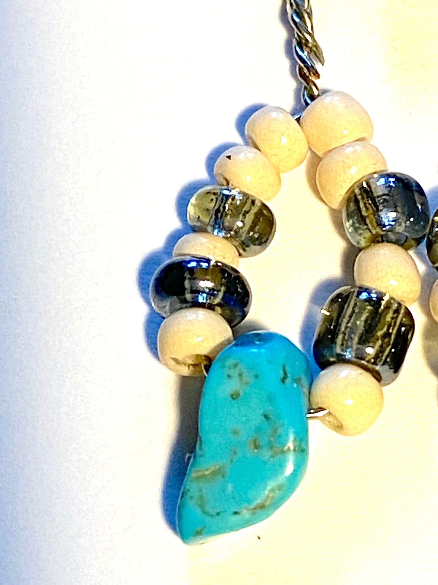 Turquoise Beige Dangle Earrings