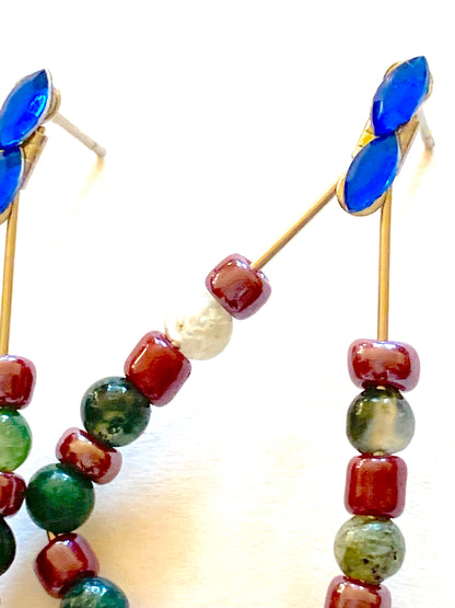 Indian Agate Teardrop Hoops