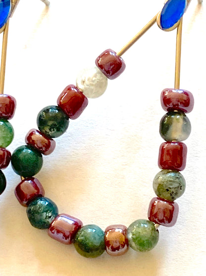 Indian Agate Teardrop Hoops