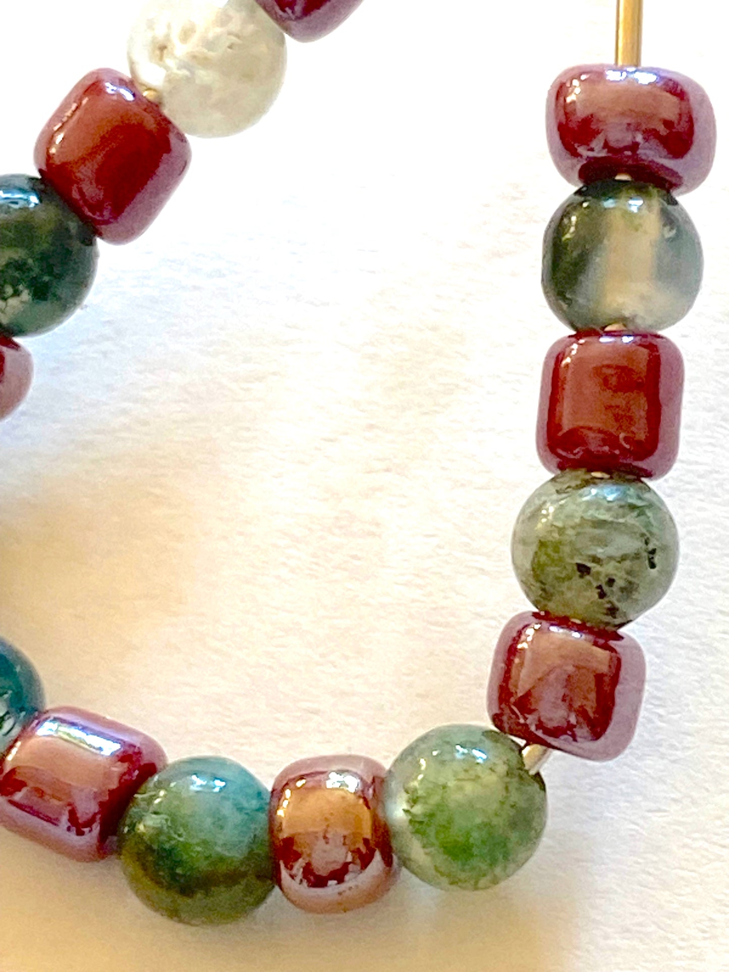 Indian Agate Teardrop Hoops