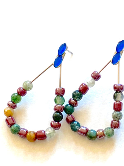 Indian Agate Teardrop Hoops
