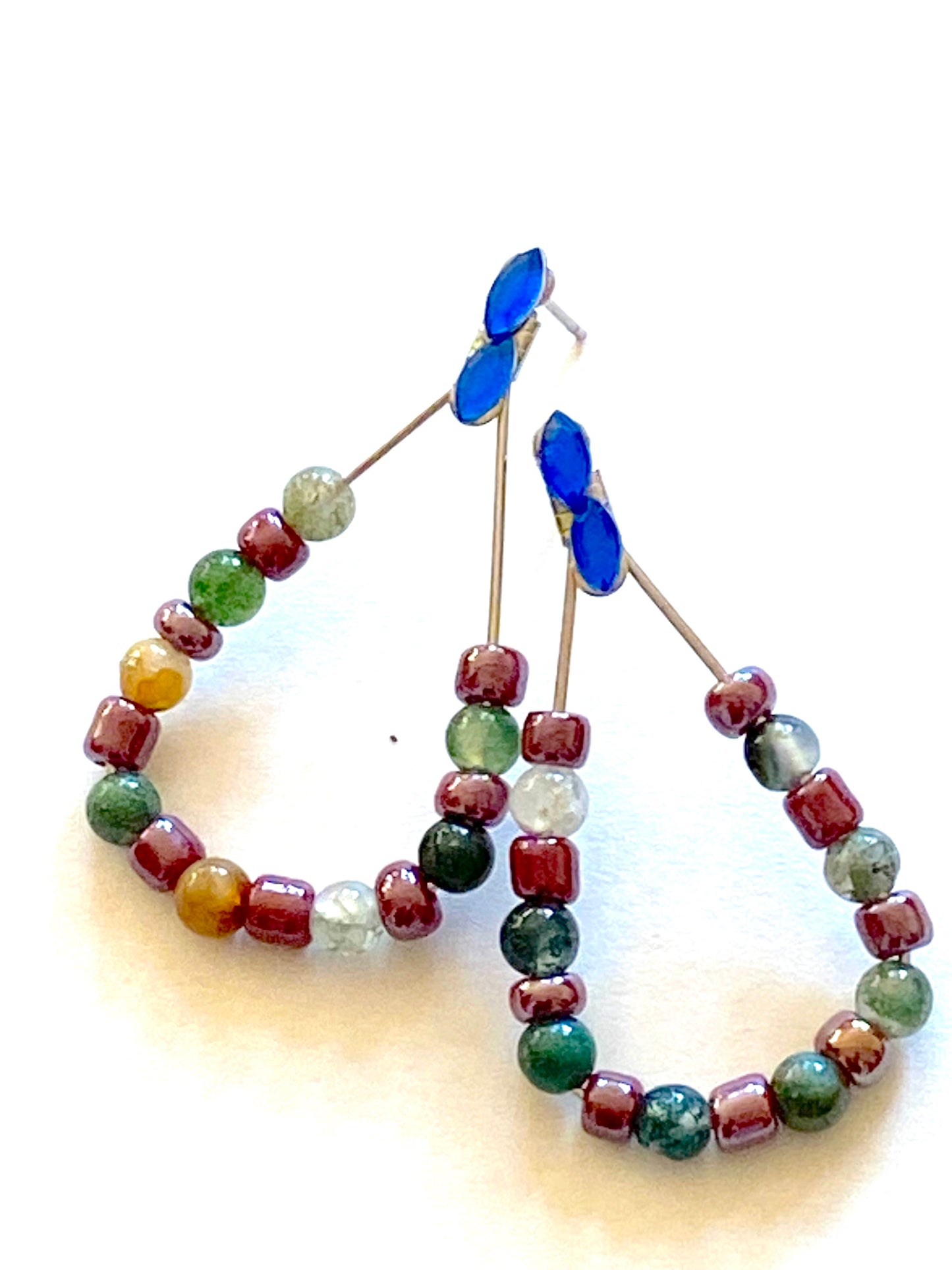 Indian Agate Teardrop Hoops