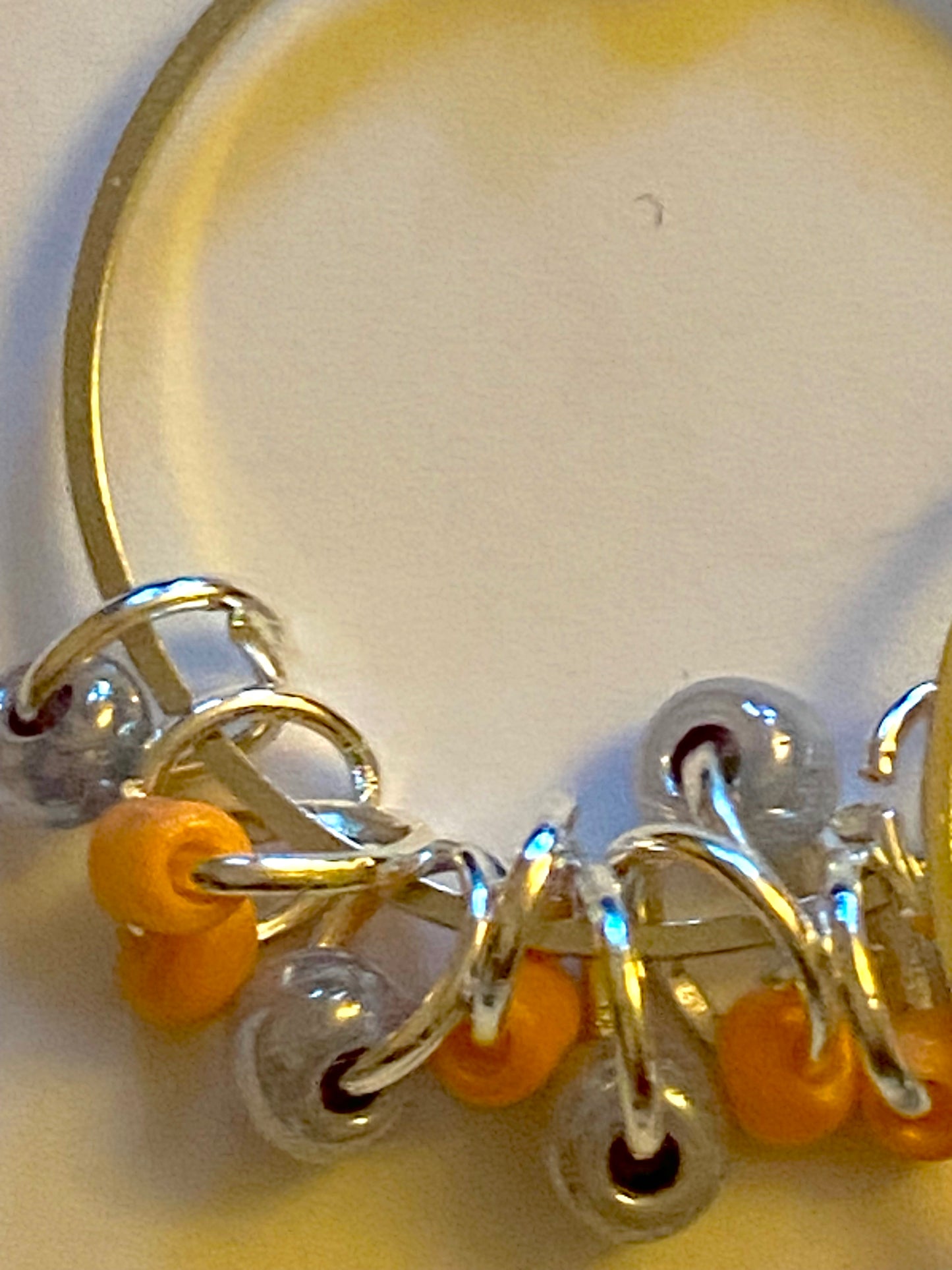 Peach Silver Gray Shimmer Hoops