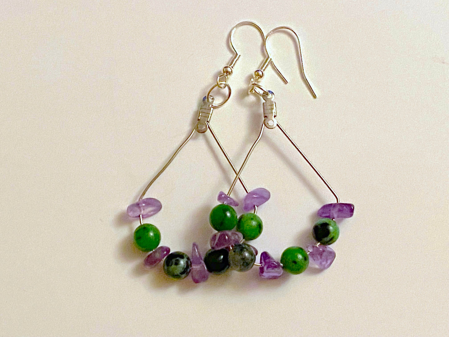 Amethyst Natural Ruby Zoisite Jasper Hoops