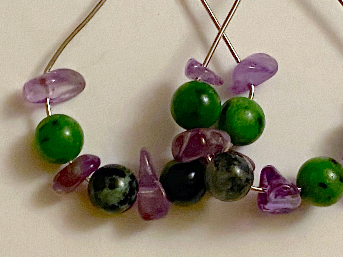 Amethyst Natural Ruby Zoisite Jasper Hoops