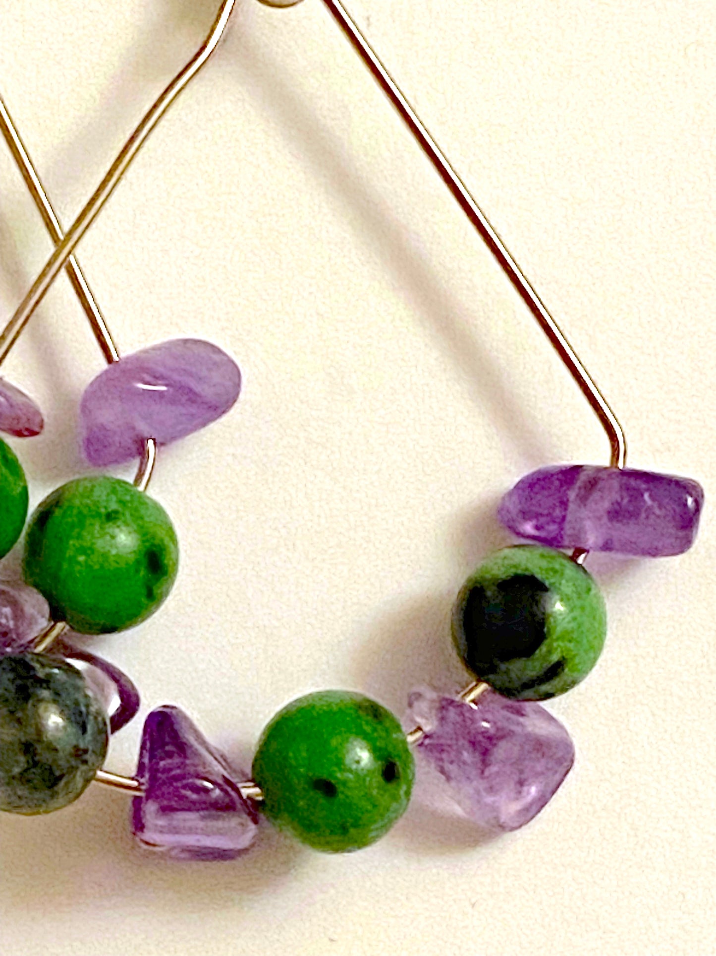 Amethyst Natural Ruby Zoisite Jasper Hoops