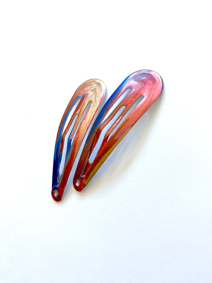 Sunset Blue Red Gold Barrette