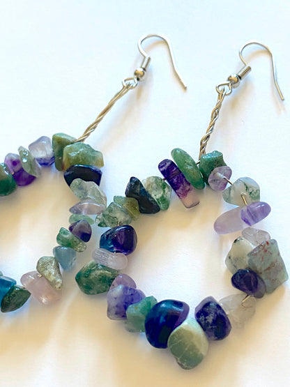 Colored Fluorite Dangle Earrings