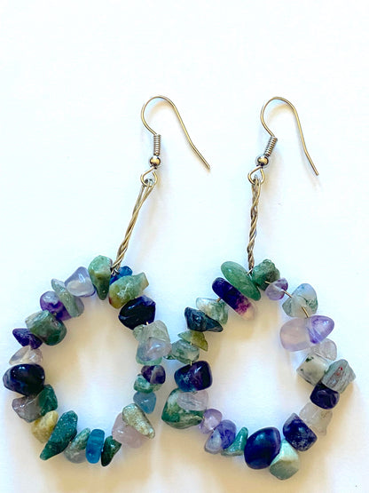 Colored Fluorite Dangle Earrings