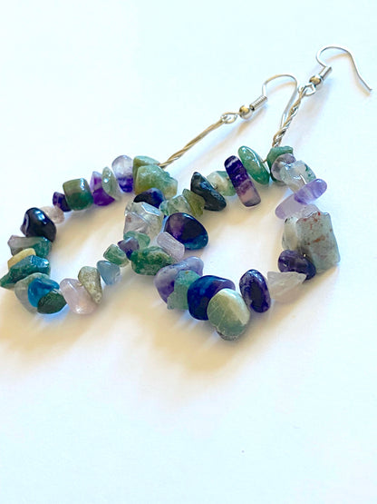 Colored Fluorite Dangle Earrings