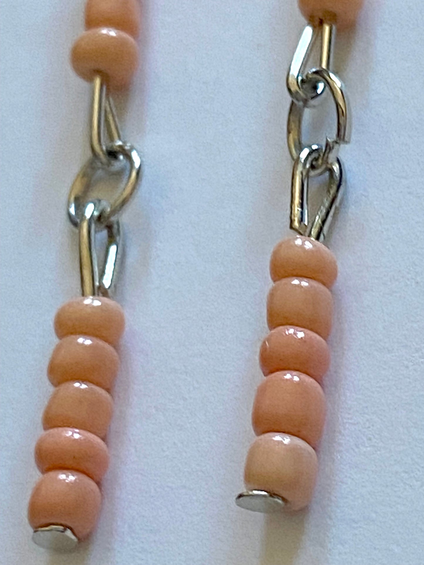 Peach Glass Bead Dangle Earrings