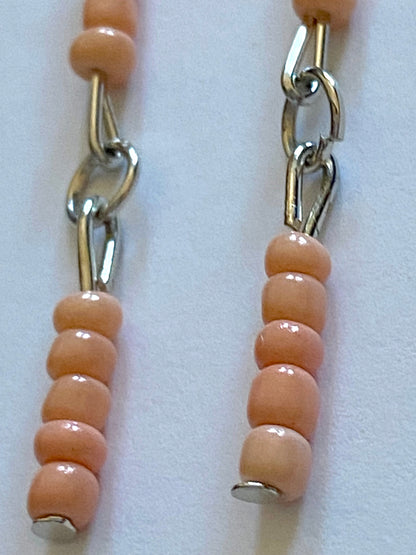 Peach Glass Bead Dangle Earrings