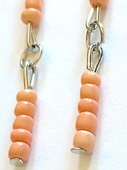 Peach Glass Bead Dangle Earrings