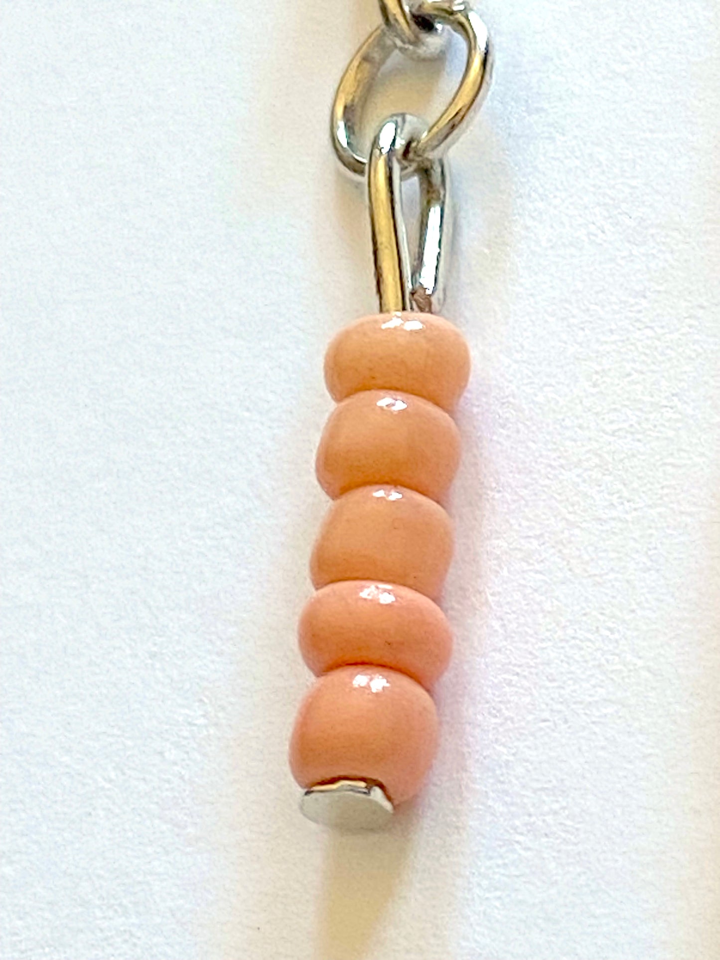 Peach Glass Bead Dangle Earrings