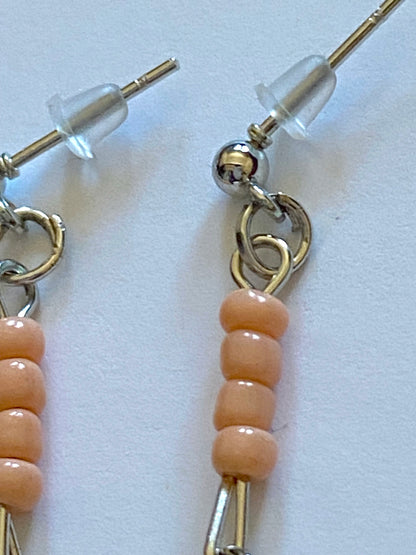 Peach Glass Bead Dangle Earrings