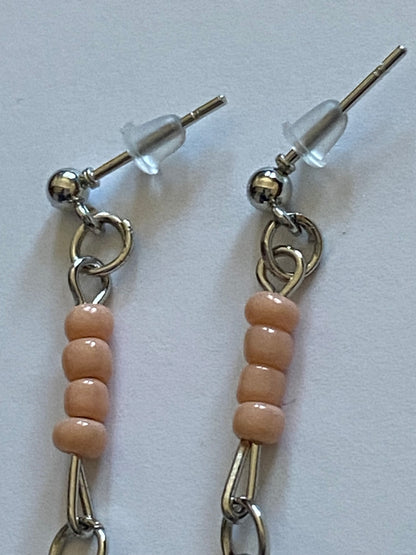 Peach Glass Bead Dangle Earrings