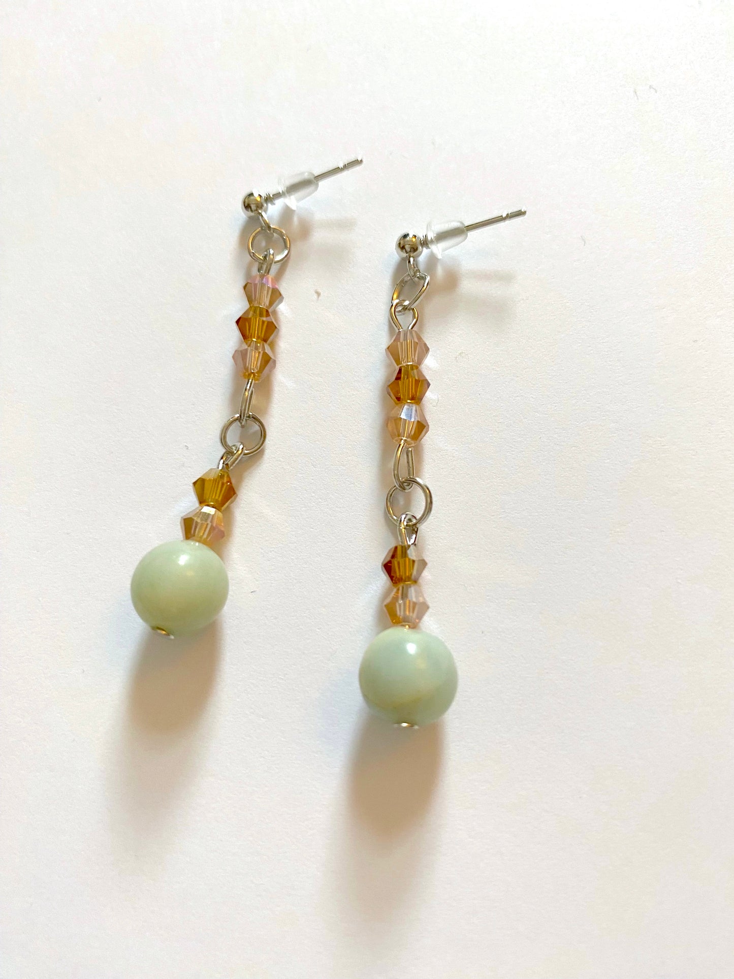 Amazonite Champagne Amber Earrings