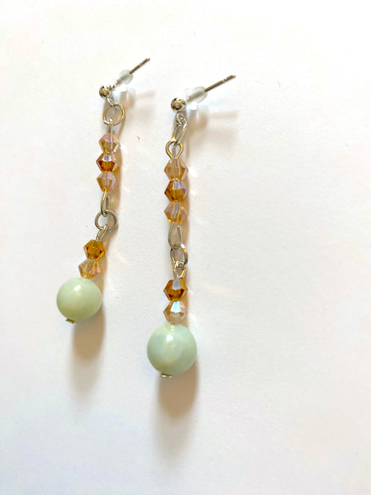 Amazonite Champagne Amber Earrings