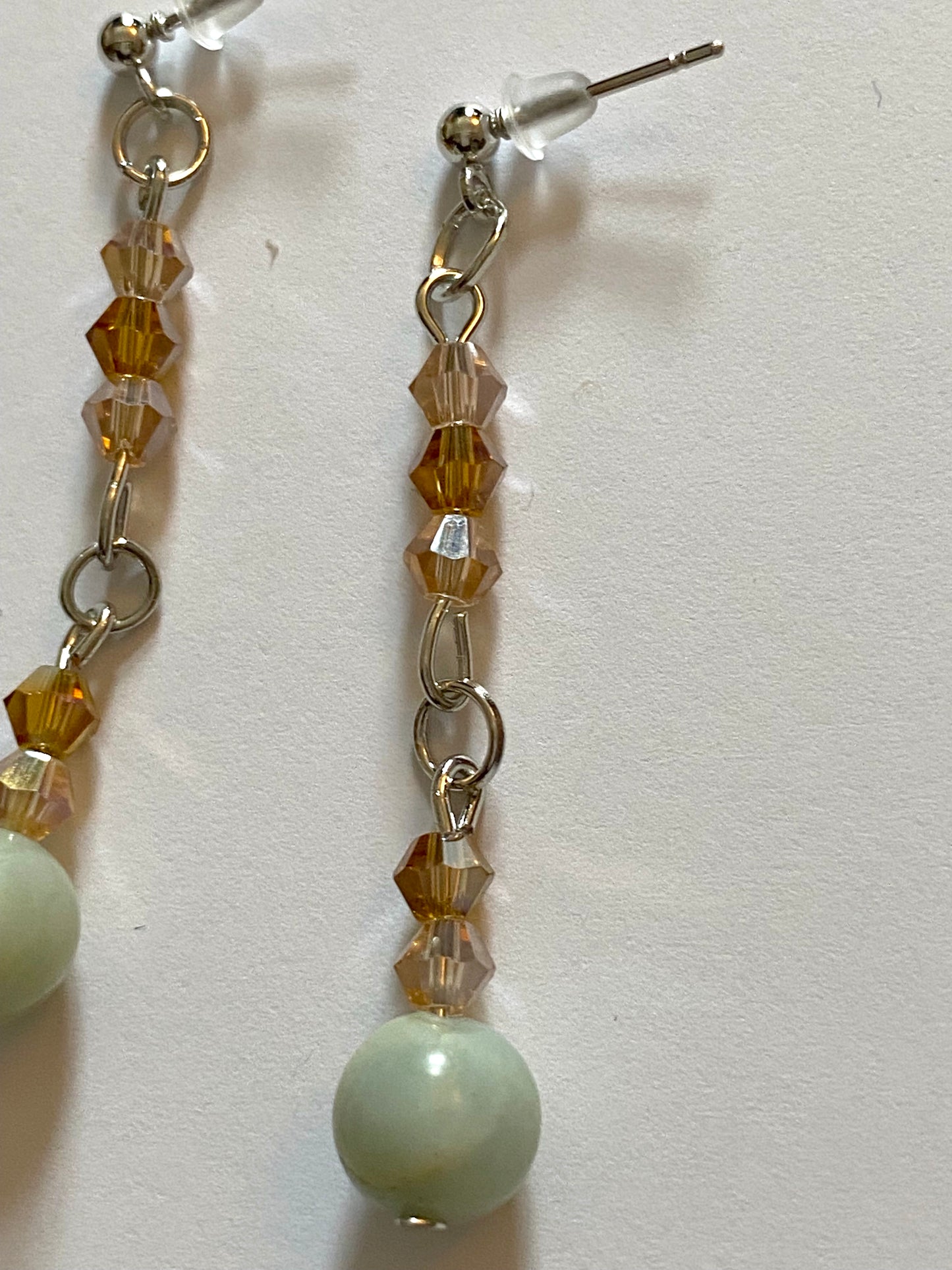 Amazonite Champagne Amber Earrings