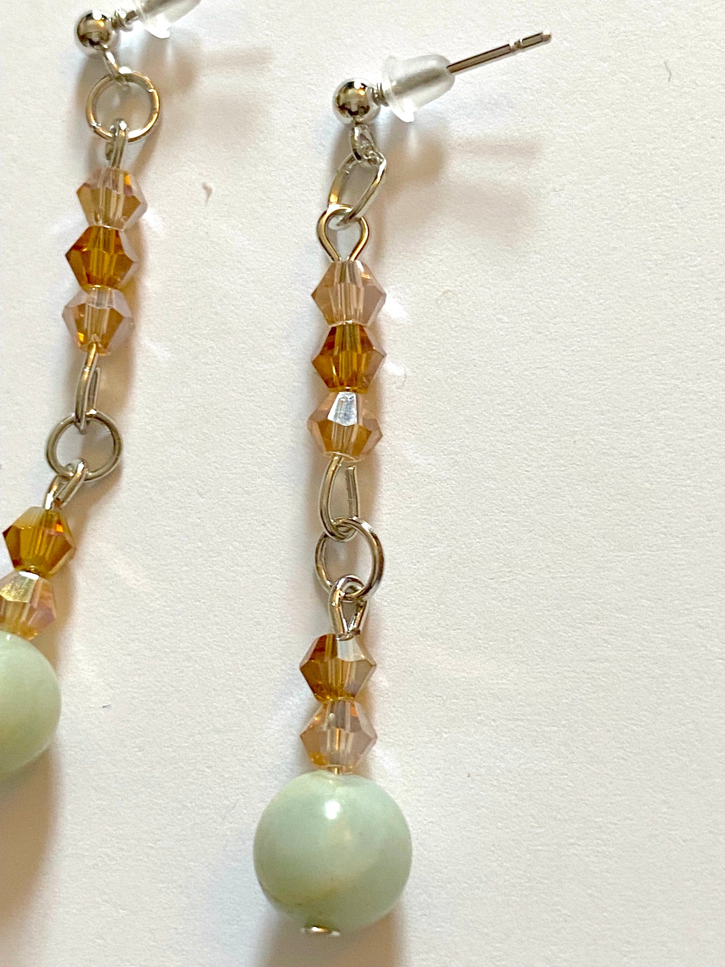 Amazonite Champagne Amber Earrings