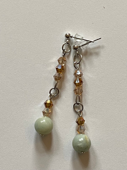 Amazonite Champagne Amber Earrings