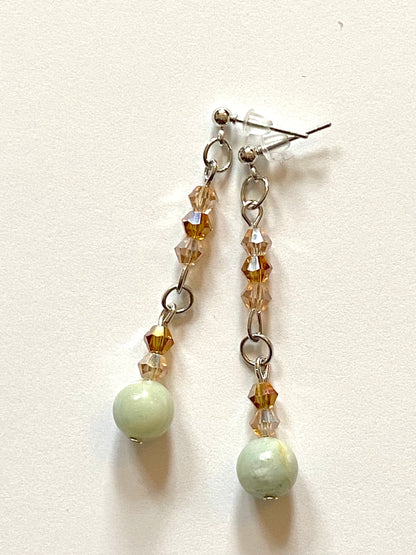 Amazonite Champagne Amber Earrings