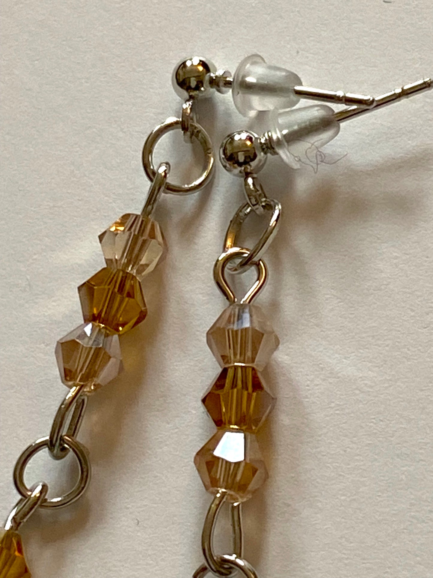 Amazonite Champagne Amber Earrings