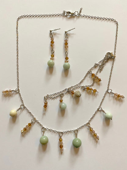 Amazonite Amber Champagne Necklace Set