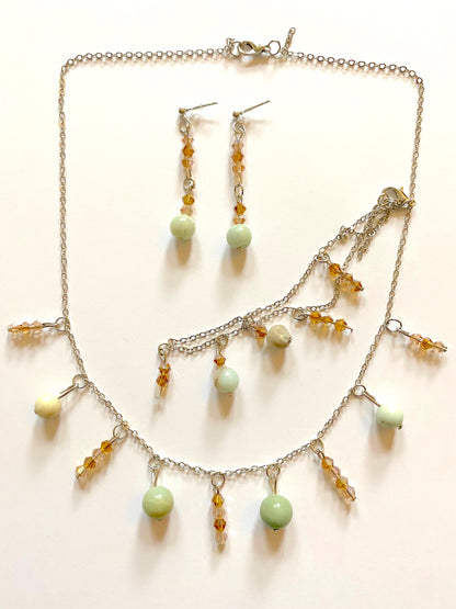 Amazonite Amber Champagne Necklace Set