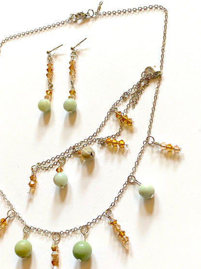 Amazonite Amber Champagne Necklace Set