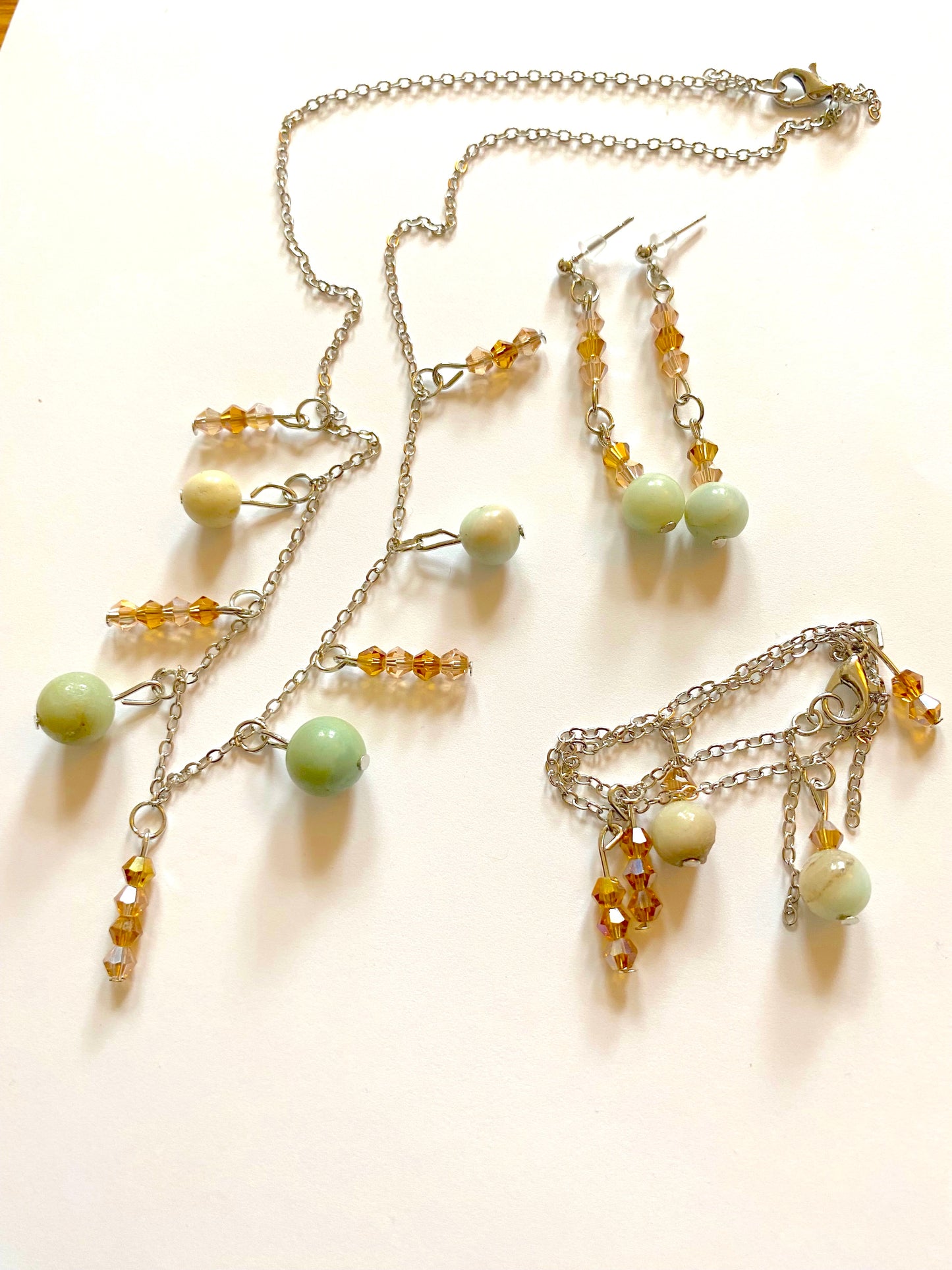 Amazonite Amber Champagne Necklace Set